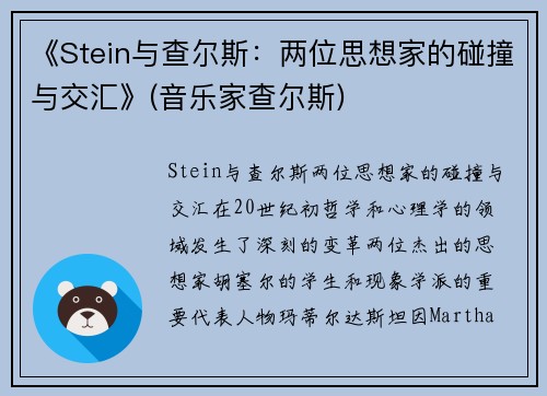 《Stein与查尔斯：两位思想家的碰撞与交汇》(音乐家查尔斯)